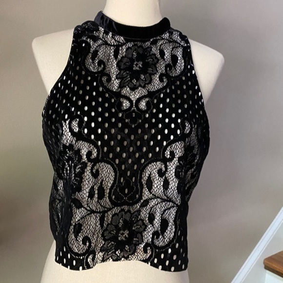 Free People Velvet Lace Black Top - Picture 3 of 11